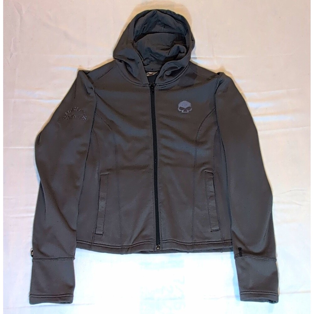 Harley-Davidson Women's Gray Full Zip Hooded Jacket Embroidered Logo Size L